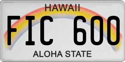 HI license plate FIC600