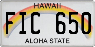 HI license plate FIC650