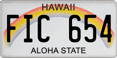 HI license plate FIC654