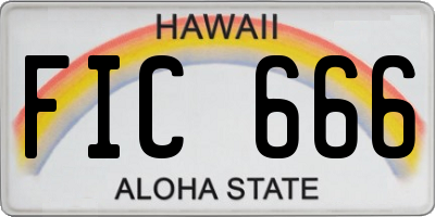 HI license plate FIC666