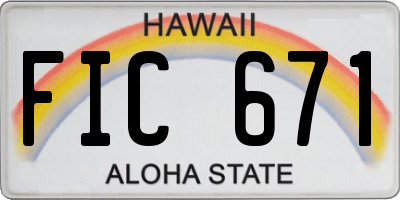 HI license plate FIC671