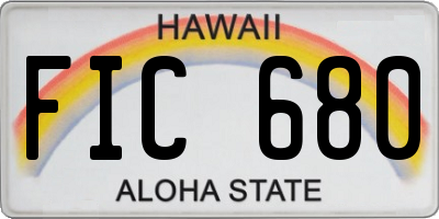 HI license plate FIC680