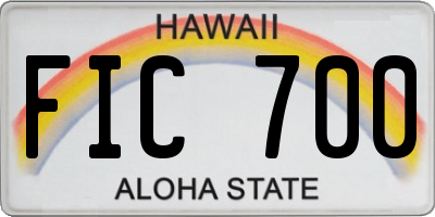 HI license plate FIC700