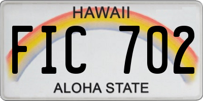 HI license plate FIC702