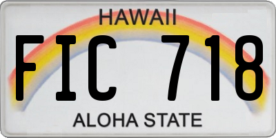 HI license plate FIC718
