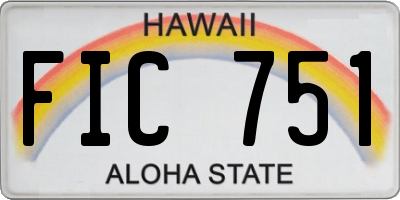 HI license plate FIC751