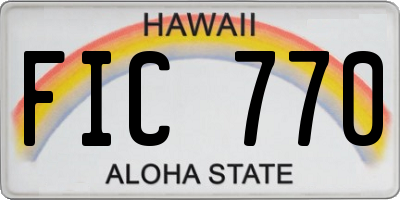 HI license plate FIC770