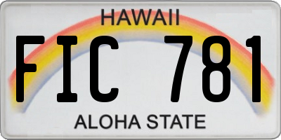 HI license plate FIC781