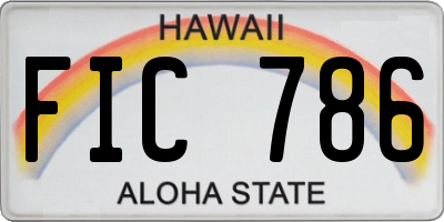 HI license plate FIC786