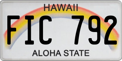 HI license plate FIC792