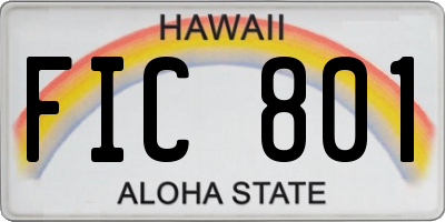 HI license plate FIC801