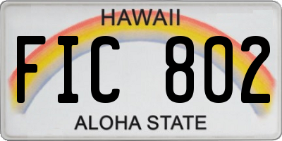 HI license plate FIC802