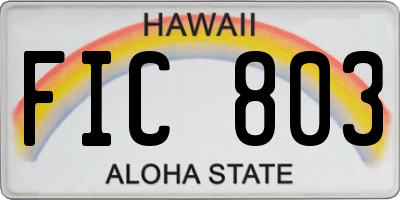 HI license plate FIC803