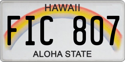 HI license plate FIC807
