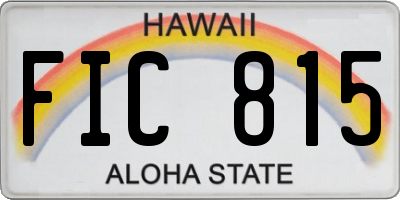 HI license plate FIC815