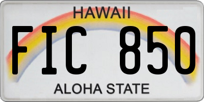 HI license plate FIC850