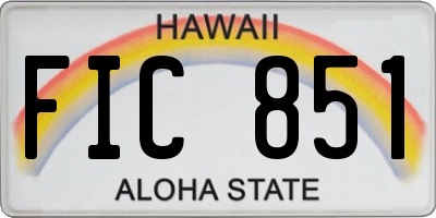HI license plate FIC851