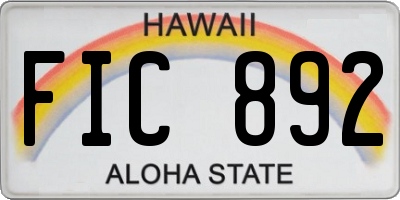 HI license plate FIC892