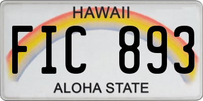 HI license plate FIC893