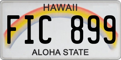 HI license plate FIC899