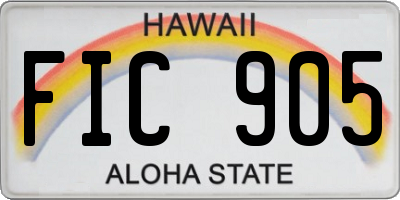 HI license plate FIC905
