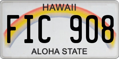 HI license plate FIC908