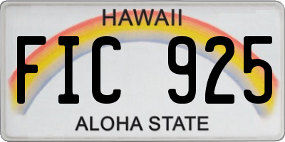 HI license plate FIC925