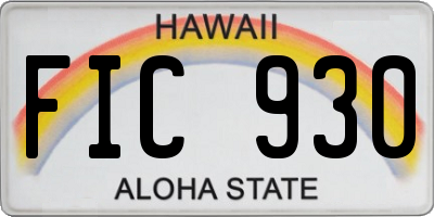 HI license plate FIC930