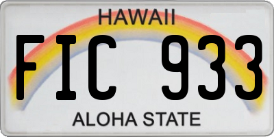 HI license plate FIC933