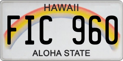 HI license plate FIC960