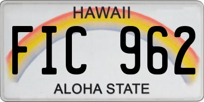HI license plate FIC962