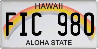 HI license plate FIC980