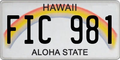 HI license plate FIC981