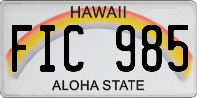 HI license plate FIC985