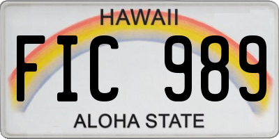 HI license plate FIC989