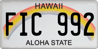 HI license plate FIC992