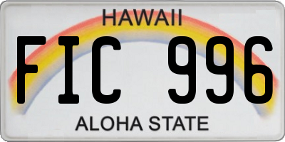 HI license plate FIC996