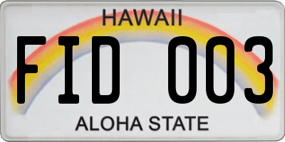 HI license plate FID003
