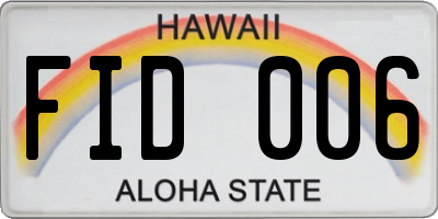 HI license plate FID006