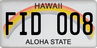 HI license plate FID008