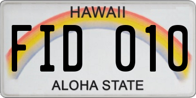 HI license plate FID010