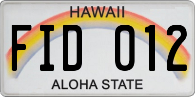 HI license plate FID012