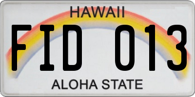 HI license plate FID013