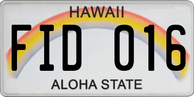 HI license plate FID016