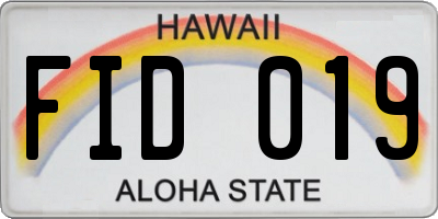 HI license plate FID019