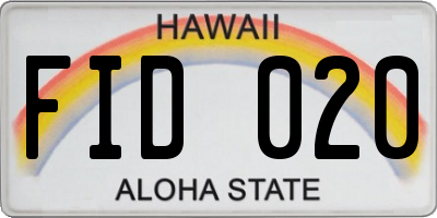 HI license plate FID020