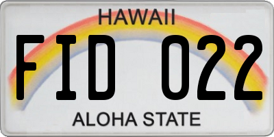 HI license plate FID022