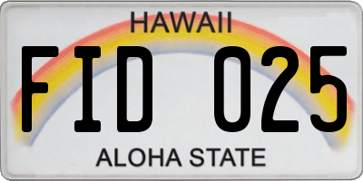 HI license plate FID025
