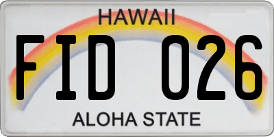 HI license plate FID026
