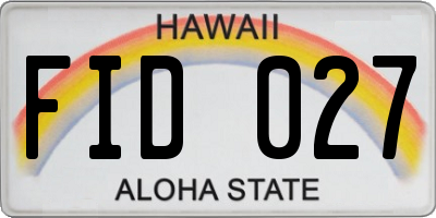 HI license plate FID027